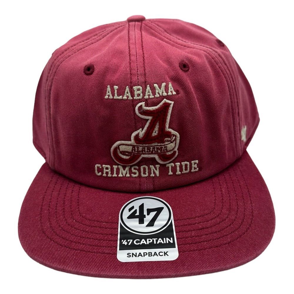 47 Brand Captain Alabama Crimson Tide Snapback Hat Cap Distressed Double Play